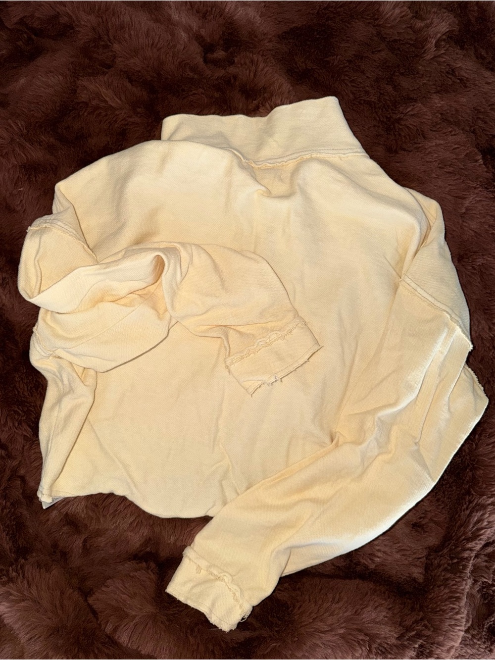 We The Free Cropped Half-Zip Pullover in Pale Yellow - Picture 3 of 4
